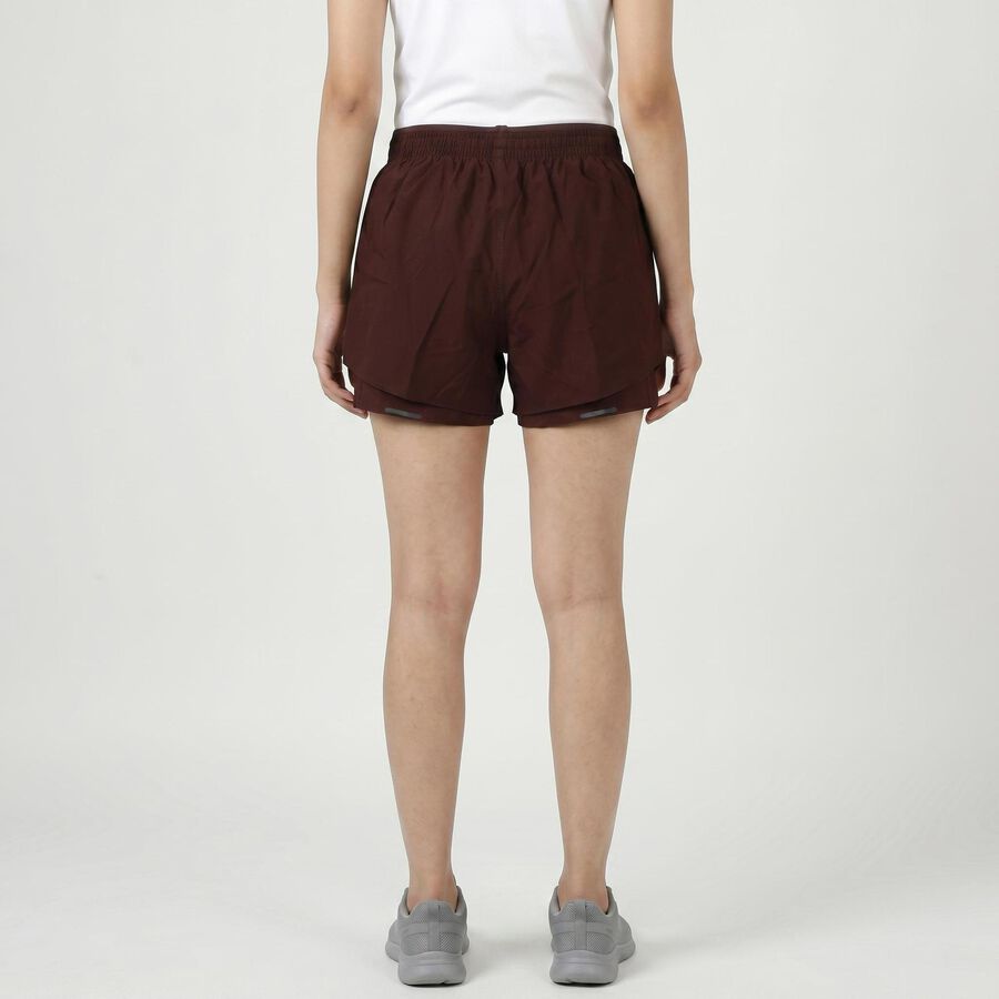 Women's Wine Regular Fit Solid Shorts, वाइन, large