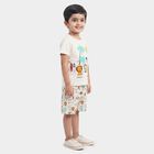Boys' Off White 100% Cotton Round Neck Graphic Print Baba Suit, Off White, small