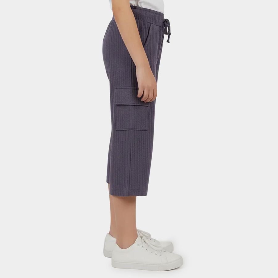 Girls Lilac Regular Fit Solid Capri, Lilac, large