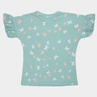 Girls' Light Green Cotton Round Neck Casual T-Shirt, हल्का हरा, small