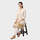 Women's Yellow Mandarin Collar Kurta, पीला, small