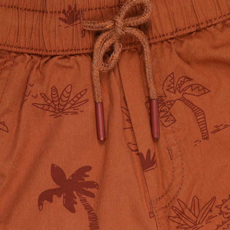 Boys' Rust Orange Printed Elastic Waist Bermuda Shorts, Rust, large image number null