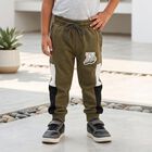 Boys Olive Green Jogger Colorblocked Pyjama, Olive, small