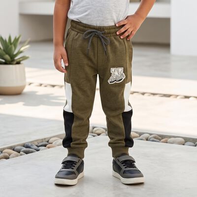 Boys Olive Green Jogger Colorblocked Pyjama