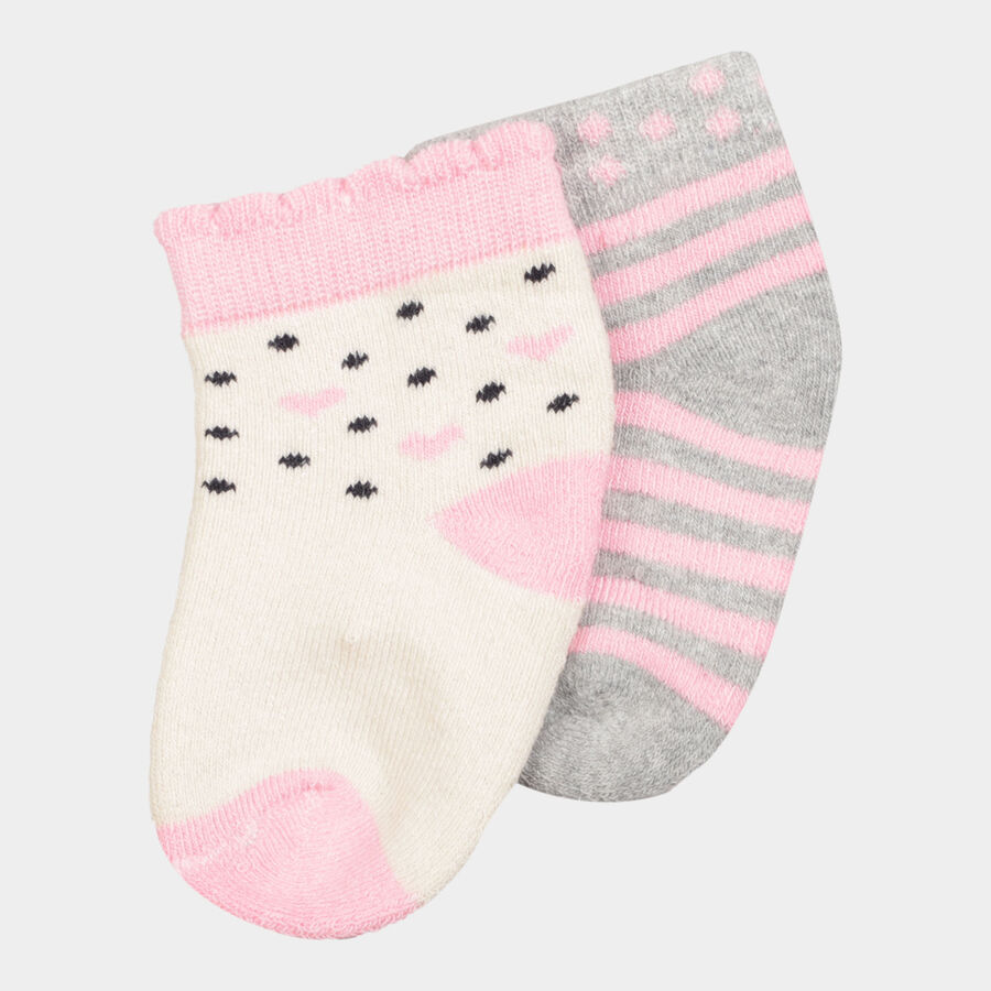 Infants Cotton Stripes Socks, Pink, large image number null