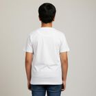 Boys Bright Snow White Round Neck Casual Half Sleeve T-Shirt, White, small image number null