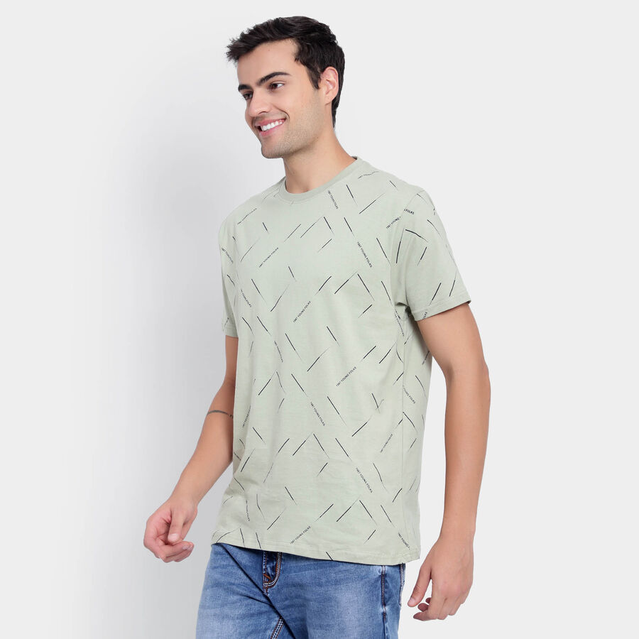 कॉटन राउंड नेक टी-शर्ट, हल्का हरा, large image number null