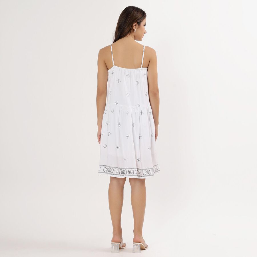 Women's Multicolor Empire Waist Sleeveless Dress, Off White, large image number null