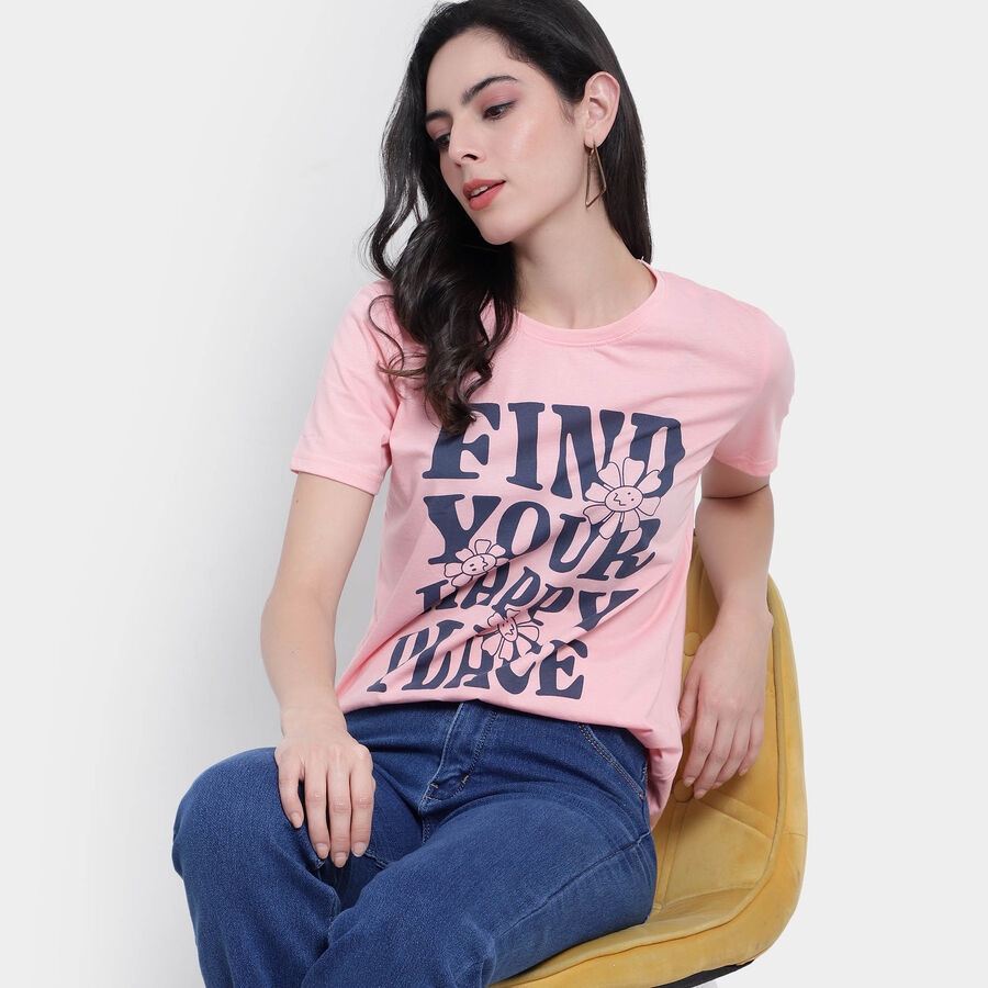 Round Neck T-Shirt, Pink, large image number null