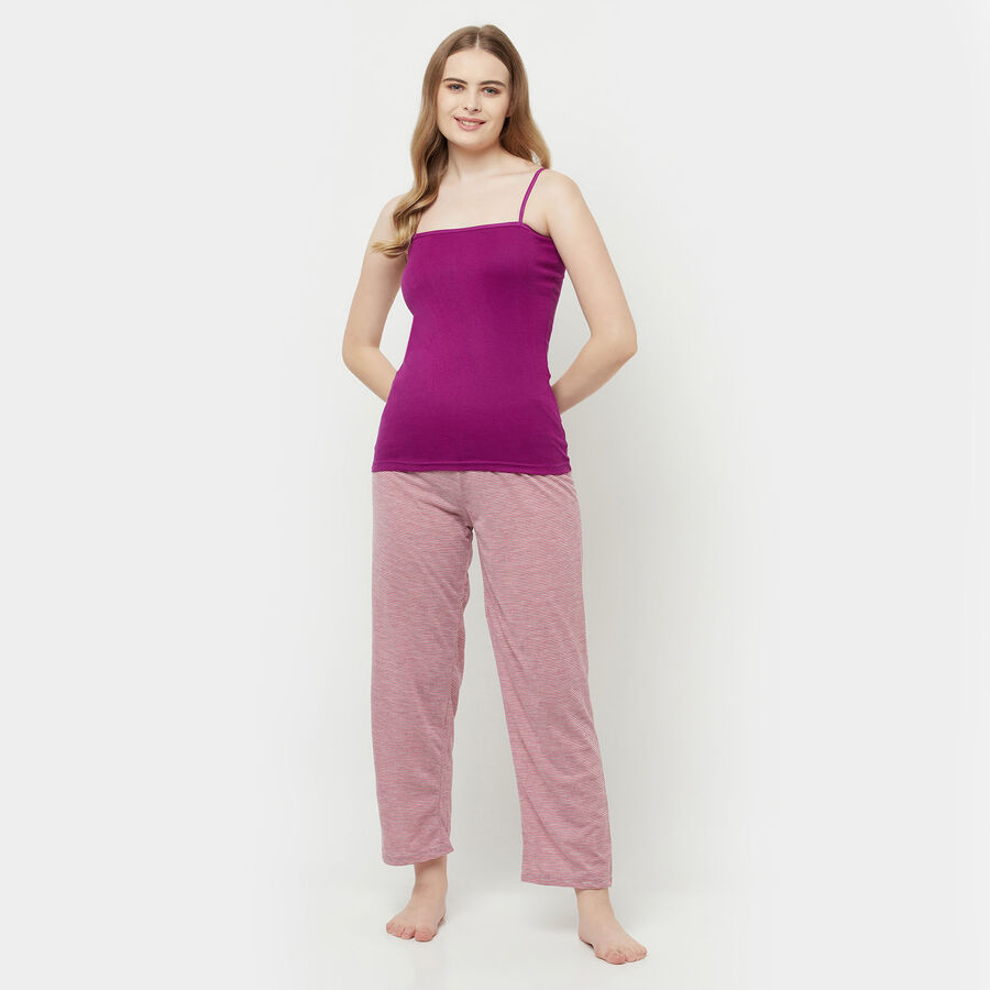 Stripes Full Length Pyjama, Fuchsia, large image number null