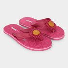 Women's Pink Floral Applique Flip-Flop Slippers, गुलाबी, small