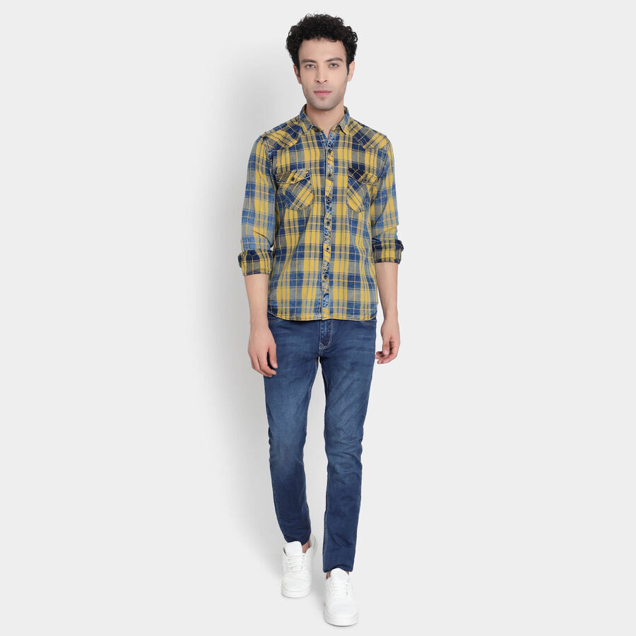 Cotton Checks Casual Shirt, Mustard, large image number null