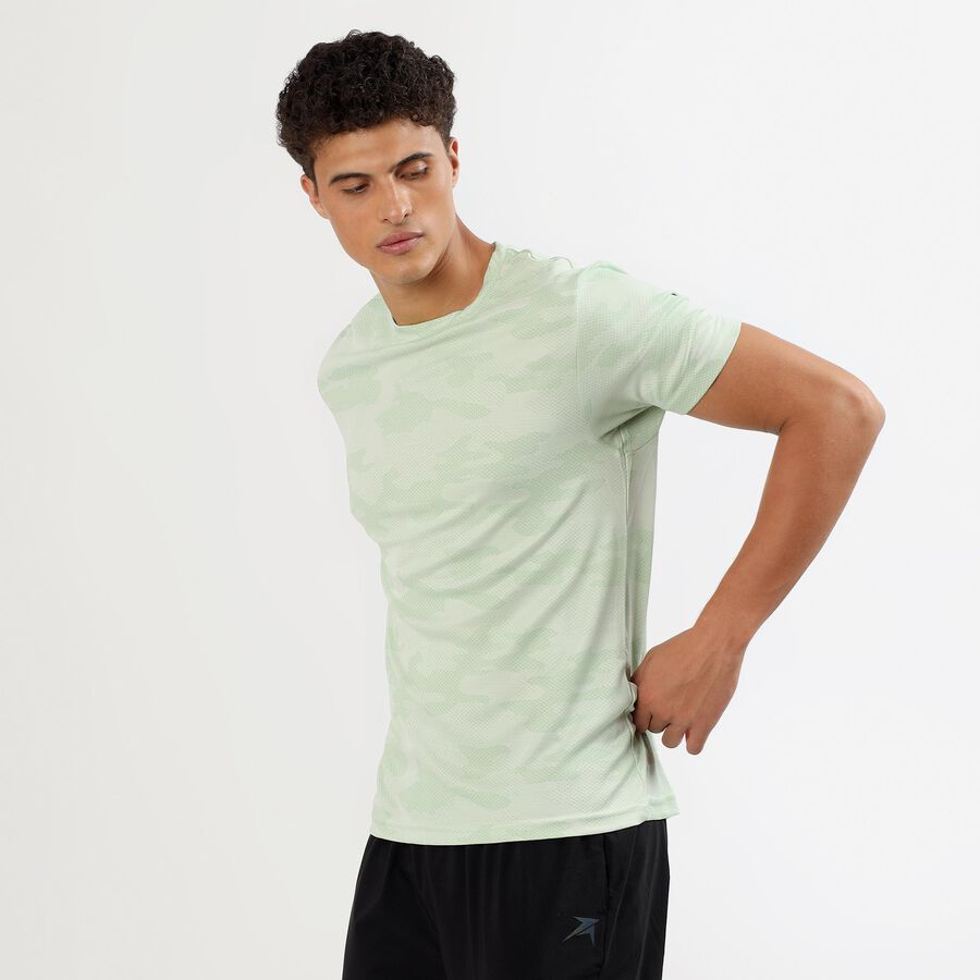 Men's Light Sage Green Crew Neck Athleisure T-Shirt, Light Green, large image number null