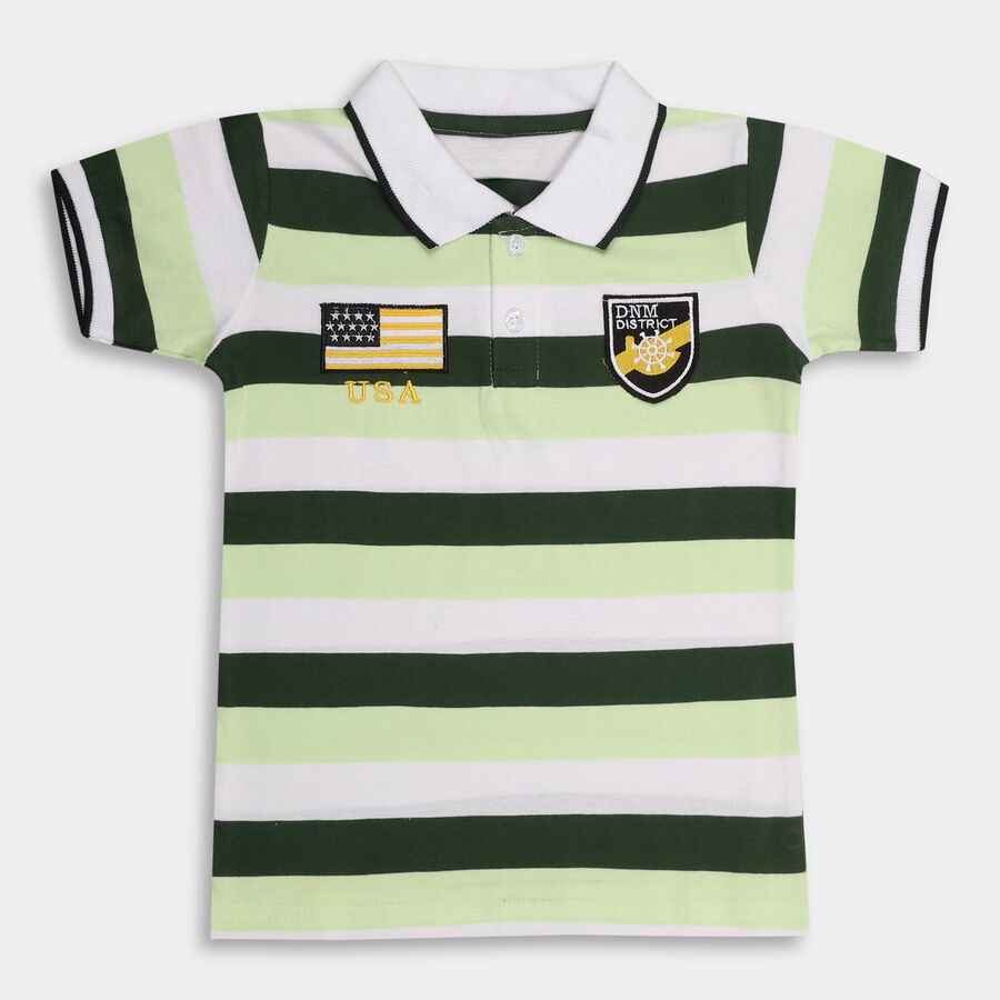 Boys' 100% Cotton Half Sleeves T-Shirt , Dark Green, large image number null