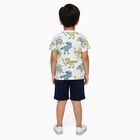 Boys' Off White Cotton Round Neck Dinosaur Printed Baba Suit, Off White, small image number null
