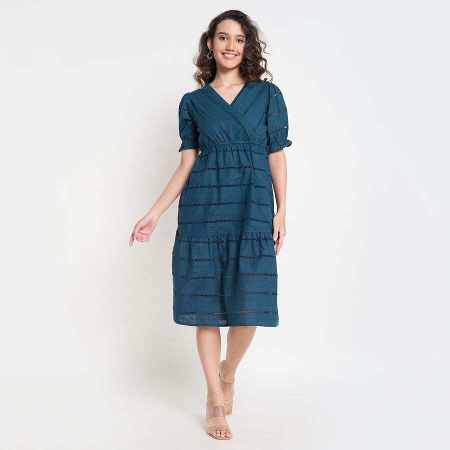 Ladies' 100% Cotton Dress, टील ब्लू, large image number null