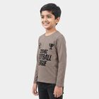 Boys Grey Round Neck Regular Boys T-Shirt, Light Grey, small
