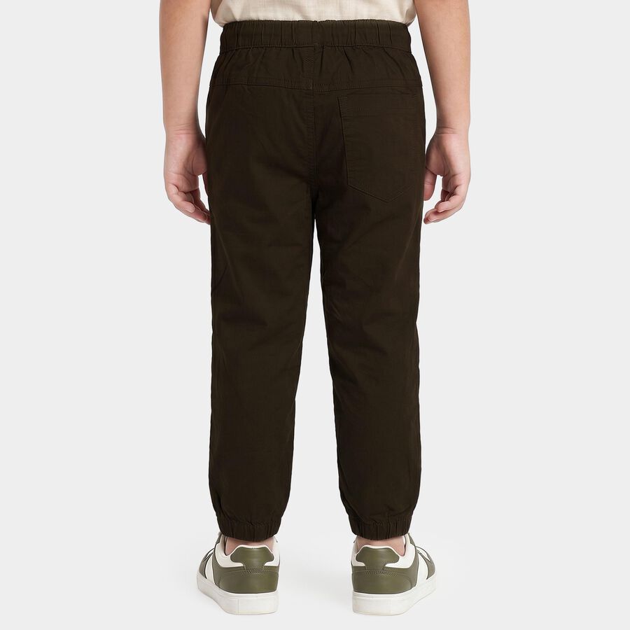 Boys Olive Green Regular Fit Jogger Trousers, ओलिव, large