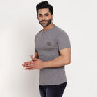 Cotton Solid Henley T-Shirt, Dark Grey, small image number null