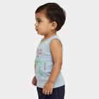Infants' Light Blue Cotton Round Neck Casual Vest, Light Blue, small