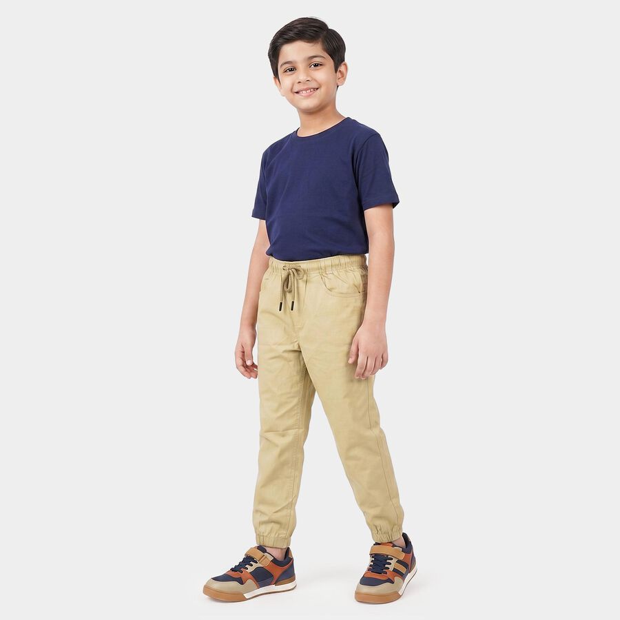 Boys' Beige Regular Fit Jogger Trousers, Beige, large