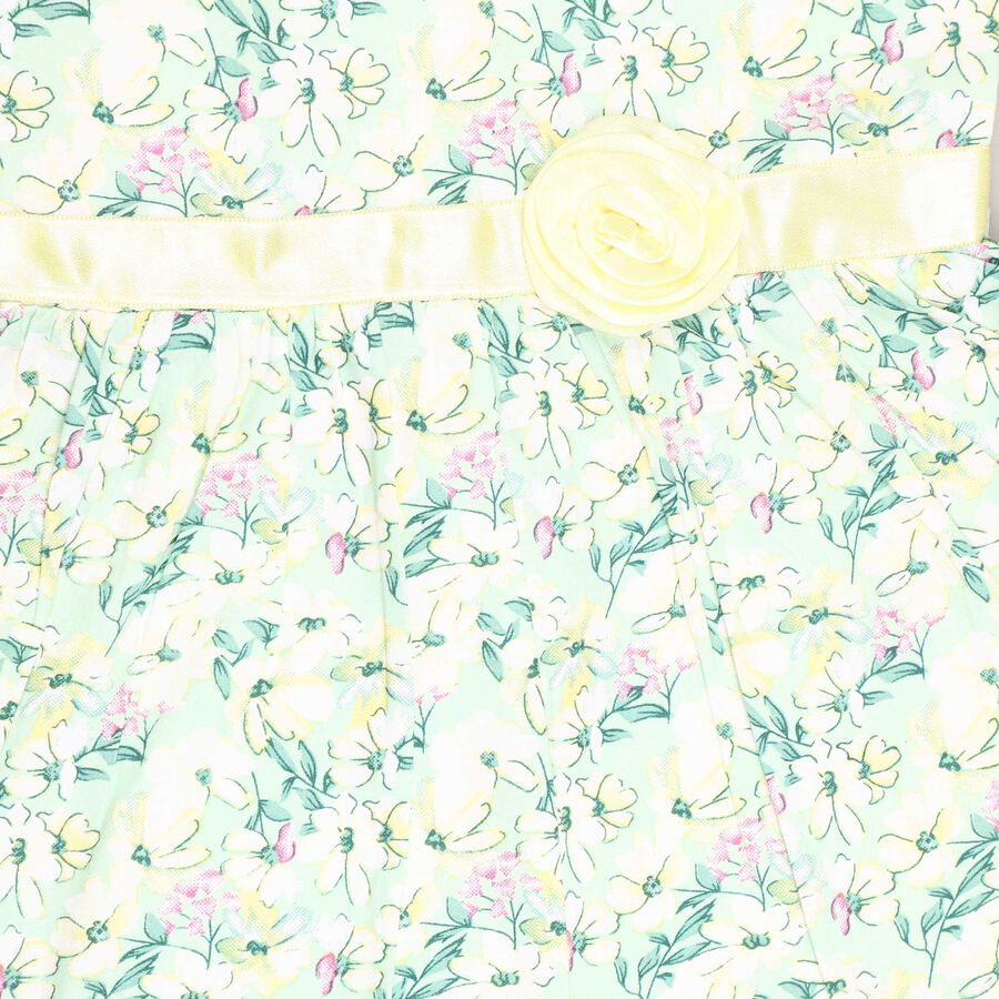 Girls Cotton Frock, Light Green, large image number null