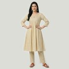 Women's Beige Cotton Embellished Ethnic Set, Beige, small