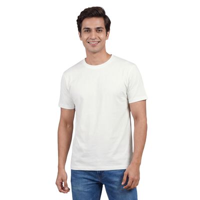 Men's White Cotton Round Neck Classic T-Shirt
