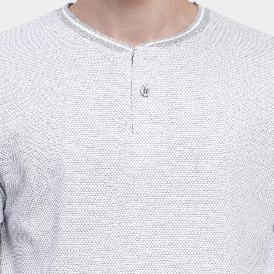 Men's Light Grey Henley Neck T-Shirt, Light Grey, large image number null