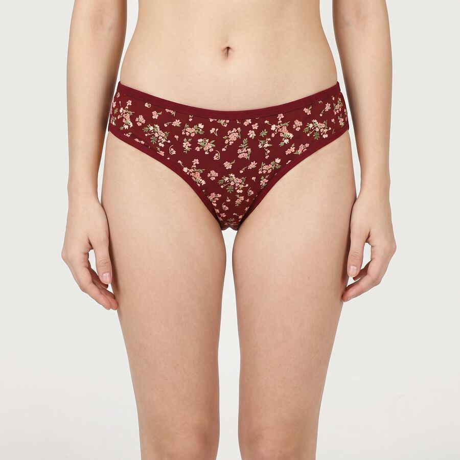 Women's Brown Regular Fit Floral Printed Panty, Brown, large