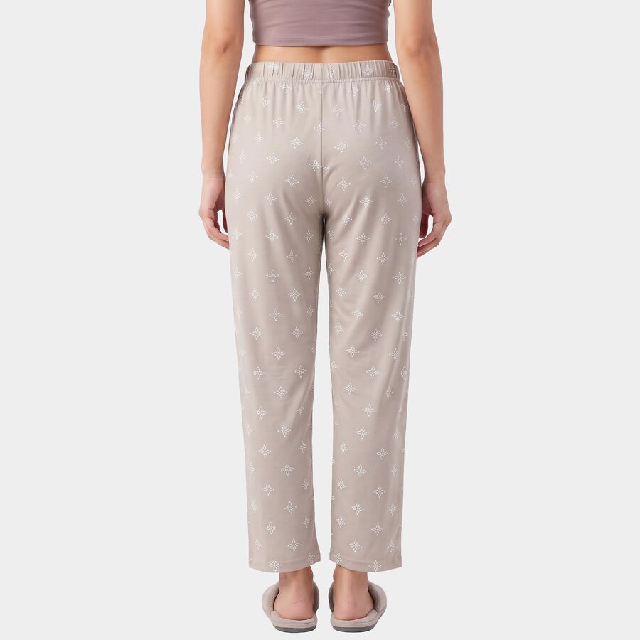 Women's Grey Straight Fit Geometric Printed Pyjama, Light Grey, large
