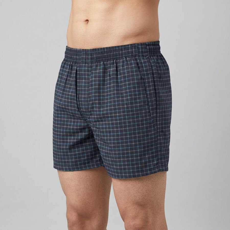 Men's Navy Blue Regular Fit Solid Boxers, Navy Blue, large