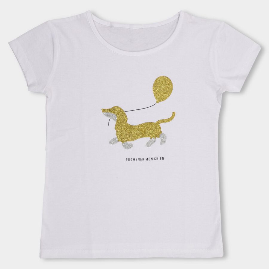Girls' 100% Cotton T-Shirt, सफ़ेद, large image number null