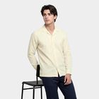 Men's Cream Cotton Camp Collar Shirt, ऑफ व्हाइट, small