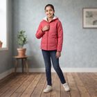 Girls' Pink Hooded Puffer Jacket, Pink, small