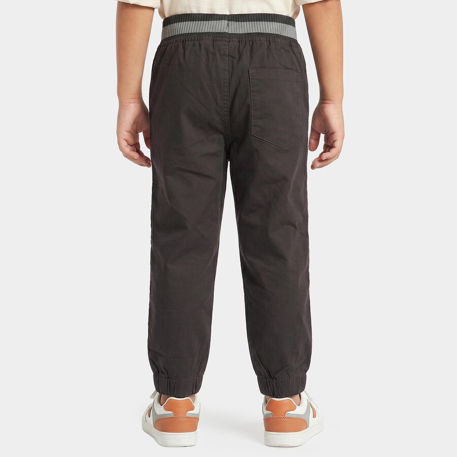 Boys' Charcoal Regular Fit Jogger Trousers, गहरा ग्रे, large