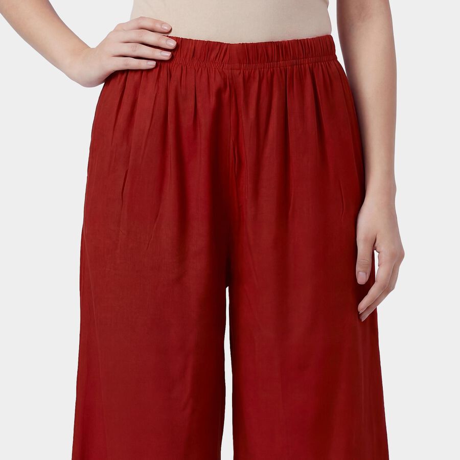 Women's Navy Blue Relaxed Fit Floral Printed Palazzos, Wine, large