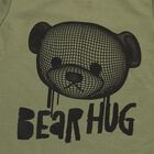 Boys' Olive Round Neck Bear Print Baba Suit, ओलिव, small image number null