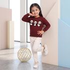 Girls' Maroon Crew Neck Pullover Sweatshirt, Wine, small