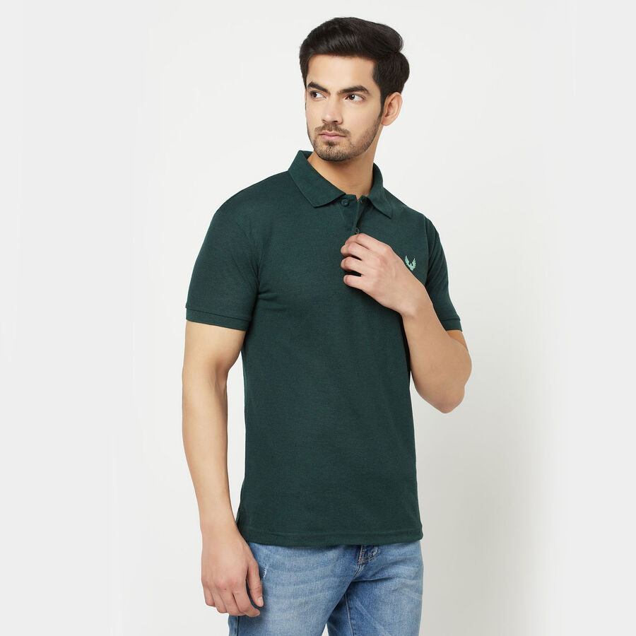 सॉलिड पोलो शर्ट, गहरा हरा, large image number null
