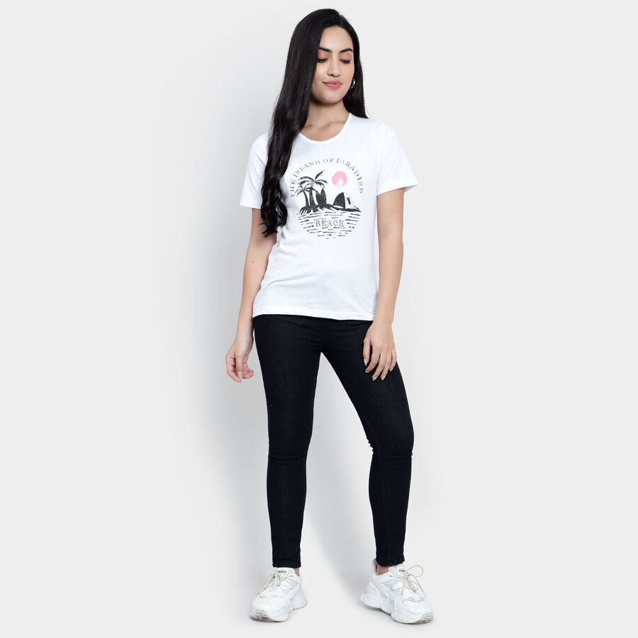 Round Neck T-Shirt, White, large image number null