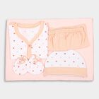 Infants' 100% Cotton Gift Set 5 Pc&nbsp;Gift&nbsp;Set&nbsp;(Top, Shorts, Sheet, Cap, Bib), Peach, small