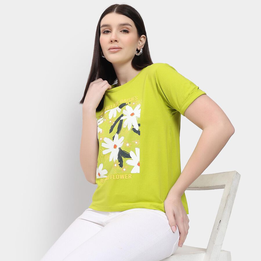 Ladies' Round Neck T-Shirt , हल्का हरा, large