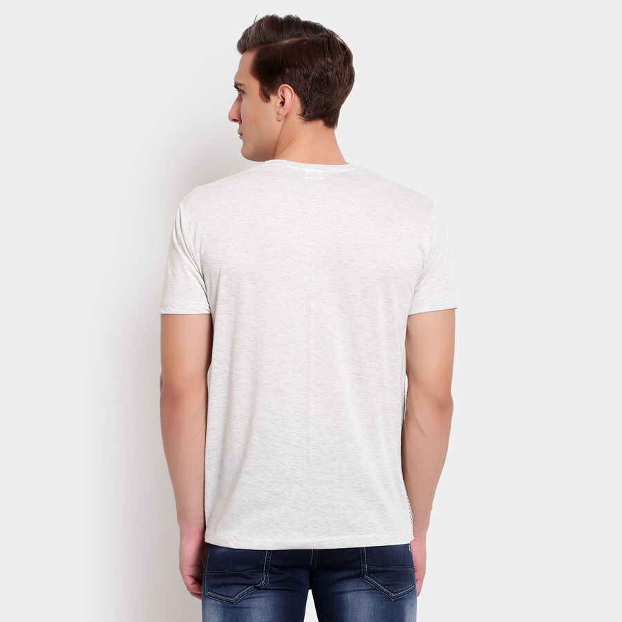 Solid Round Neck T-Shirt, Melange Light Grey, large image number null