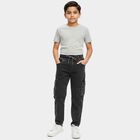 Boys' Black Regular Fit Drawstring Jeans, काला, small
