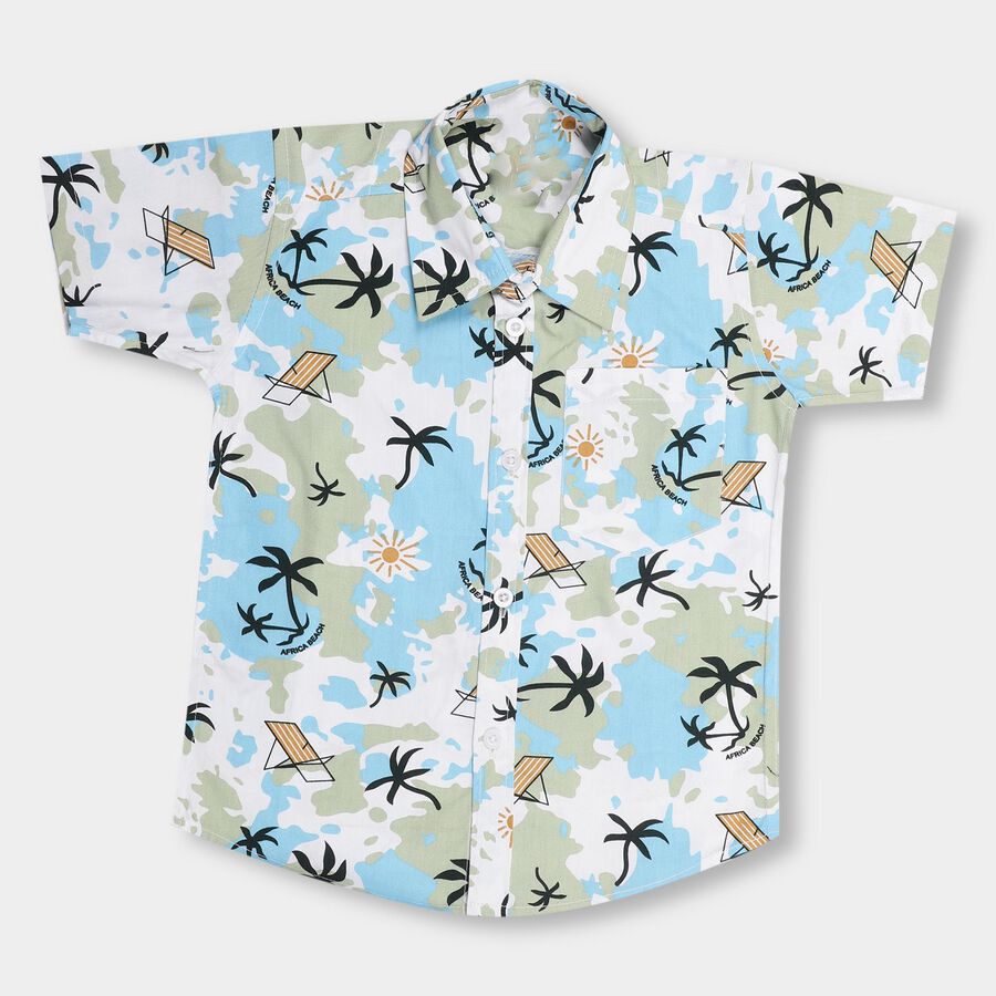 Boys' 100% Cotton Casual Shirt, Light Blue, large image number null