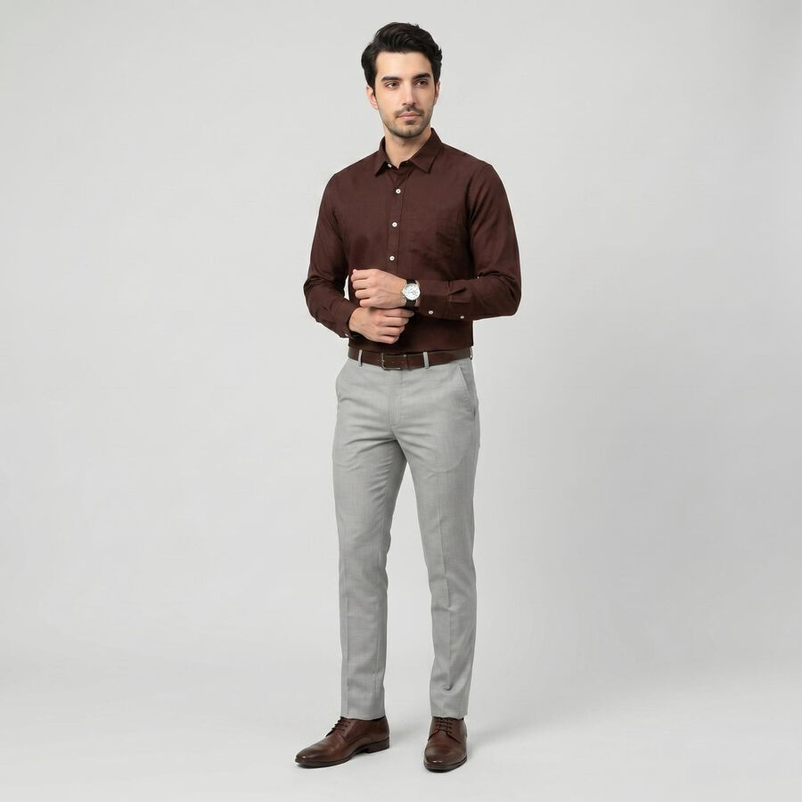 Men's Maroon Regular Fit Formal Shirt, Maroon, large