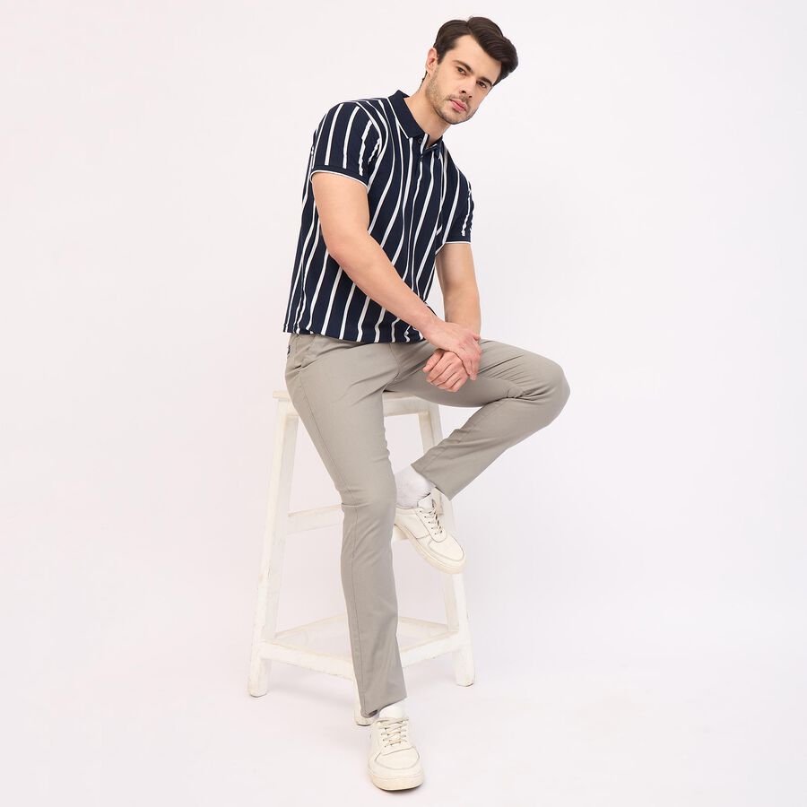 Men's Slim Fit Casual Trousers, Light Grey, large image number null