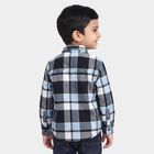Boys' Light Blue Cotton Checked Regular Fit Shirt, Light Blue, small