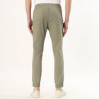 Men's Muted Olive Green Slim Fit Elastic Waist Casual Trousers, Light Green, small